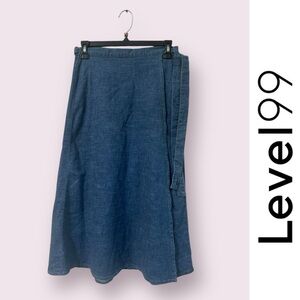 Level 99 Denim Blue Wrap A-Line Skirt, Size S, MSRP $135‎